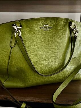 COACH Olive Green Pebbled Leather Tote